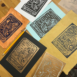 Tarot Card Linocut Workshop, Manchester